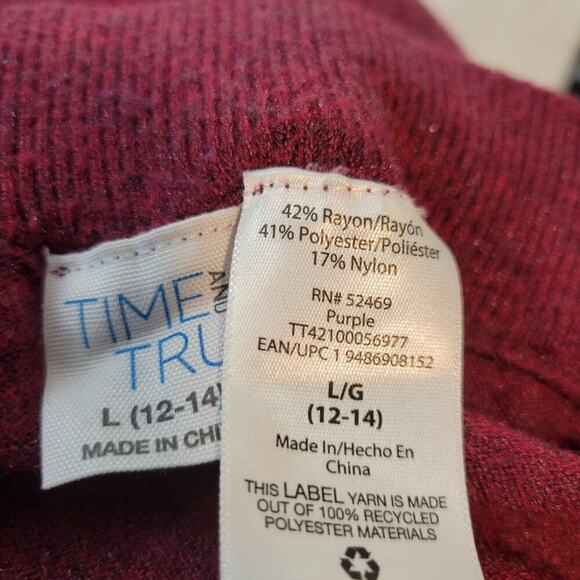 411 Time & Tru Womens High Rise Waist Wide Leg Pants Sz L Wine Red - Picture 3 of 4